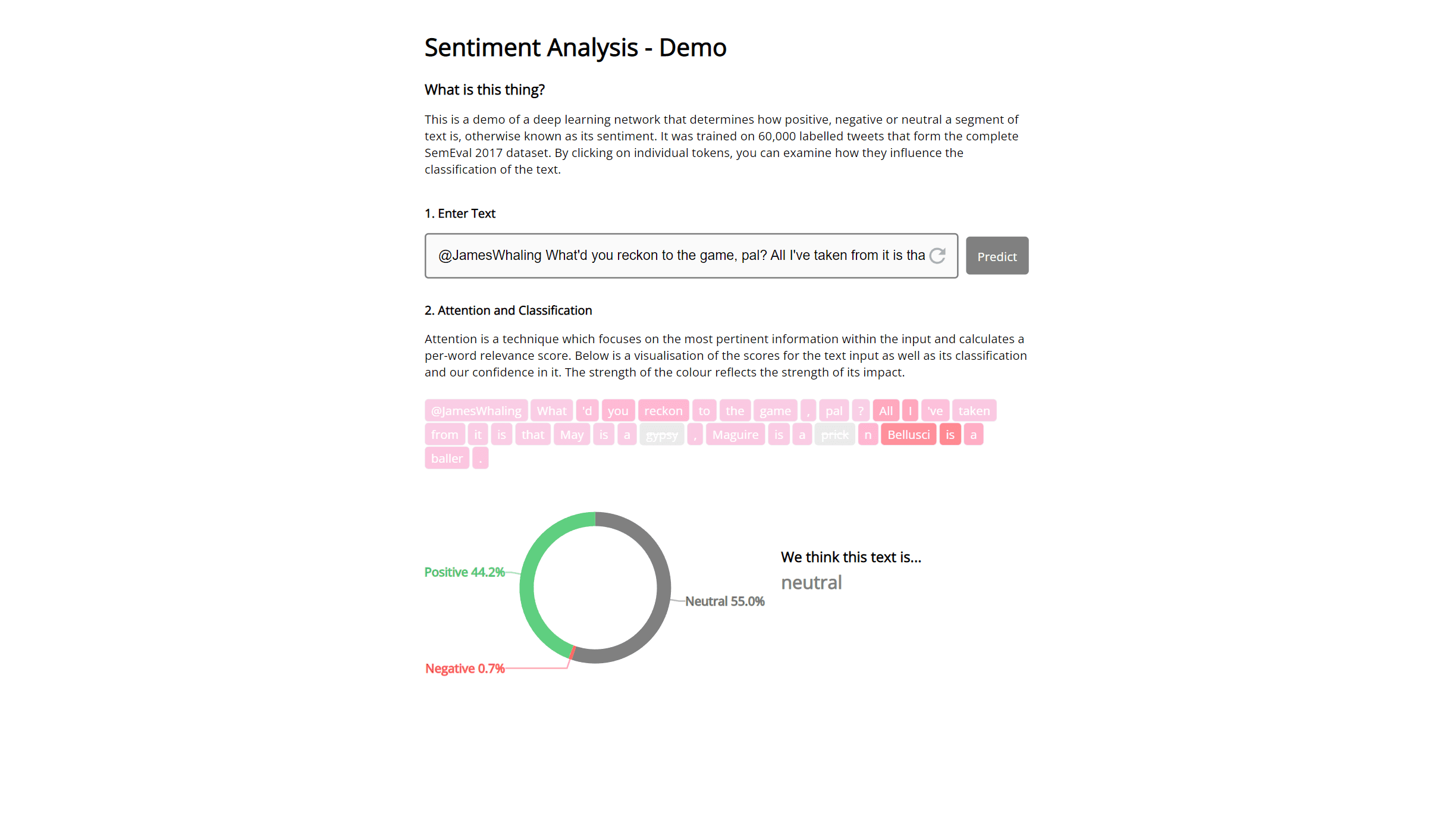 Attention visualisation